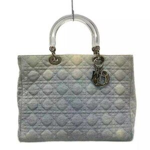 DIOR/ChristianDior Lady Dior Large Bag Light Blue Clear Denim Plastic
